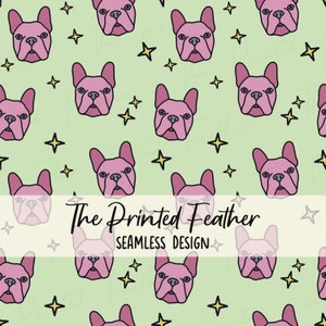 Pink Frenchie Seamless Pattern for Fabric Sublimation, Frenchie Repeating Pattern, Frenchie Digital Paper, Frenchie Digital Pattern,