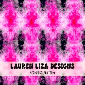 Neon Pink and Black Watercolor Tie Dye, Seamless File for Fabric Sublimation, Digital Scrapbook Paper / Surface Pattern