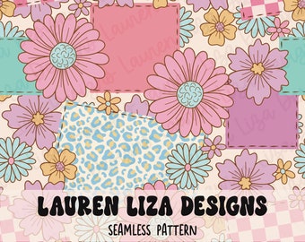 Floral Patchwork Mashup, nahtlose Datei für Stoff Sublimation, wiederholendes Muster, digitales Scrapbook-Papier, Oberflächenmuster