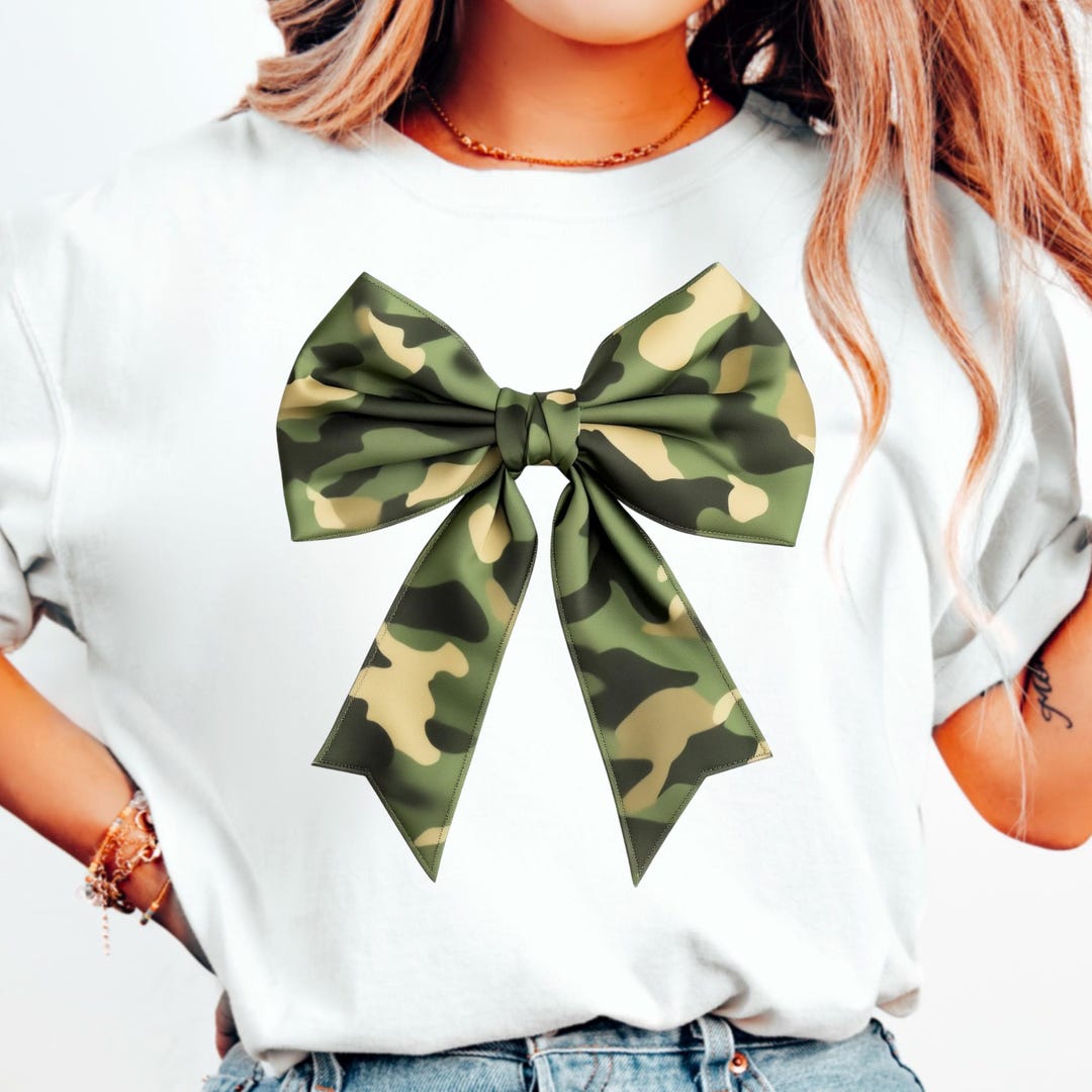 Camouflage Camo Coquette Bow PNG Design, Hunting Bow, Clip Art, T Shirt ...