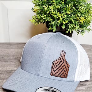 Cow Tag Aztec Design Leather Patch on Snapback Trucker Hat