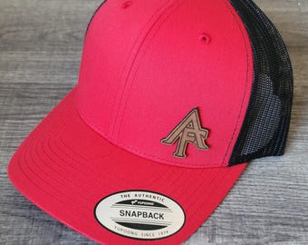 American Falls Logo Leather Patch on Snapback Trucker Hat