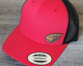 American Falls Beaver Logo Leather Patch on Snapback Trucker Hat