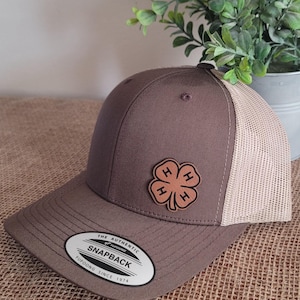 4H Clover Leather Patch on Snapback Trucker Hat