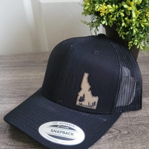 Elk Idaho Leather Patch on Snapback Trucker Hat