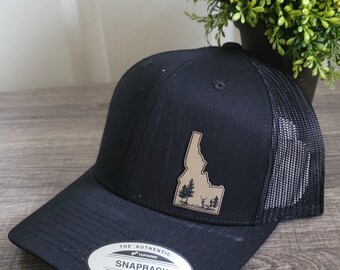 Elk Idaho Leather Patch on Snapback Trucker Hat