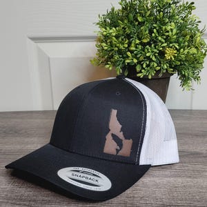 Idaho Salmon-Leather Patch on Snapback Trucker Hat