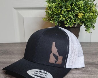 Idaho Salmon-Leather Patch on Snapback Trucker Hat