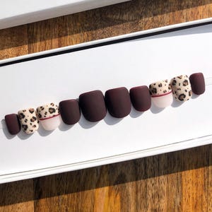 Half Animal Print Fall Tones Press On Nails