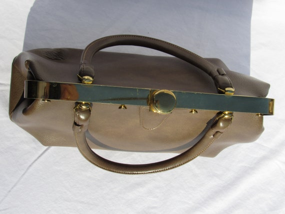 Vintage 60's Garay Faux Leather Brown Handbag / 1… - image 5