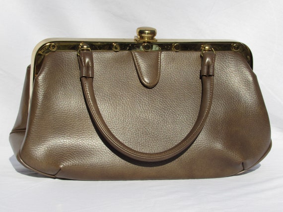 Vintage 60's Garay Faux Leather Brown Handbag / 1… - image 9