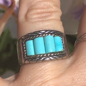 Vintage Southwestern Designer Carolyn Pollack Turquoise Ring Sterling Silver Ring Size 6
