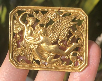 Vintage Gold-tone Cherub Brooch HNOC Historic New Orleans Collection Angels