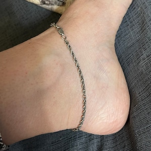 Vintage Rope  Chain anklet sterling silver 925 10 inches