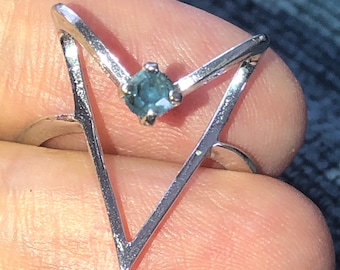 Vintage abstract modernist 14kt Ge white gold ring size 5 free shipping!!