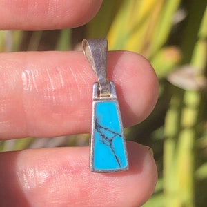 Vintage turquoise sterling silver pendant charm 925 jez