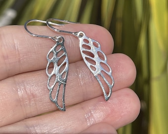 Orecchini pendenti vintage a forma di angelo o ala di uccello in argento sterling 925 - Misura media
