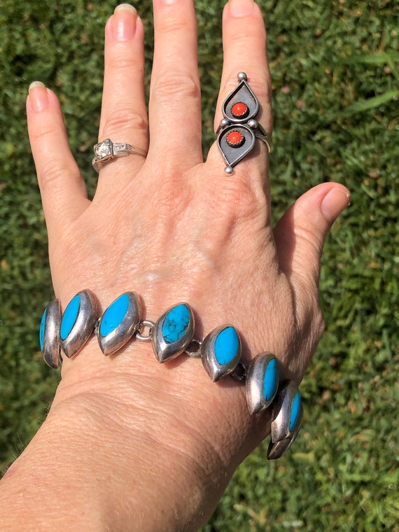 Fabulous Vintage Zuni Native American Turquoise Sterling Silver Ring Old Fabulous Vintage Zuni Native American Turquoise Sterling Silver Ring Old