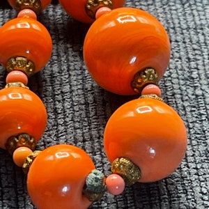 Antique coral colored lampwork glass beaded necklace Czechoslovakian beautiful beads image 7