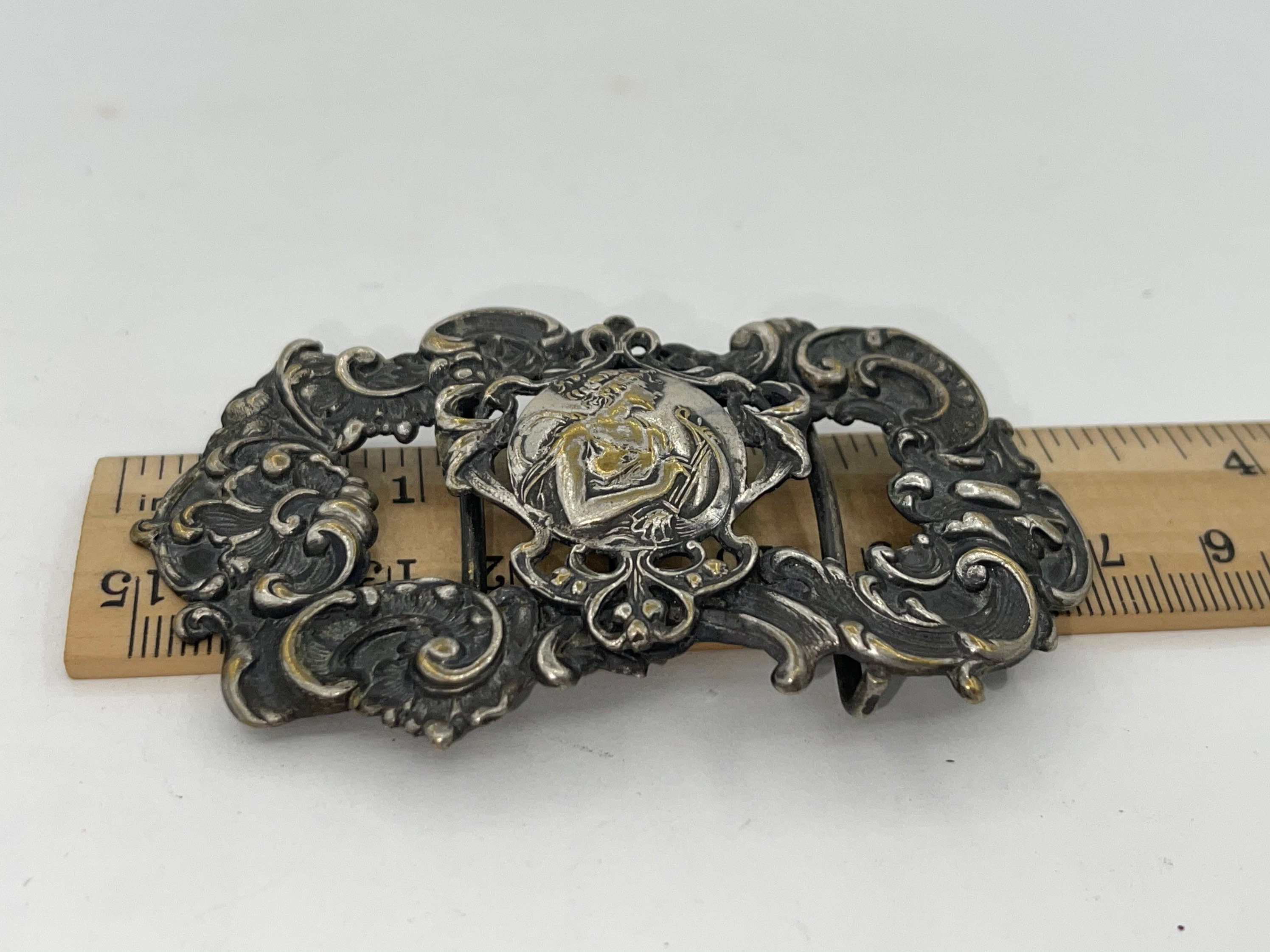 Gorgeous Art Nouveau Antique Ornate Sash? Belt Buckle Repousse