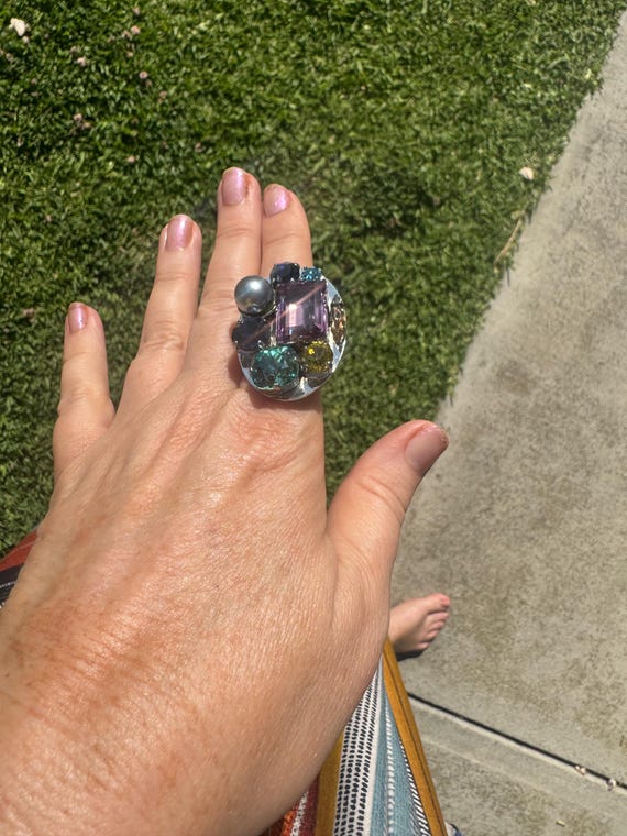 Philippe Ferrandis Paris Crystal Cocktail Ring: F… - image 8