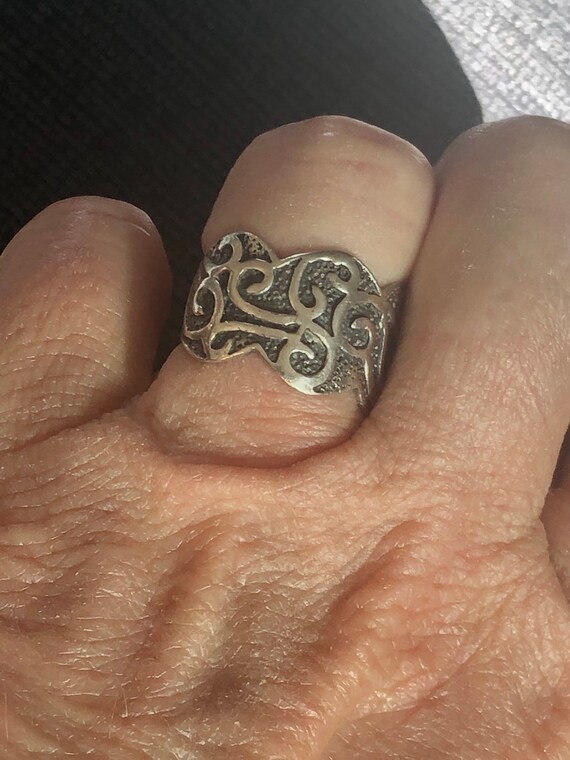 Vintage Celtic Sterling Silver Viking Scroll Band Ring 925