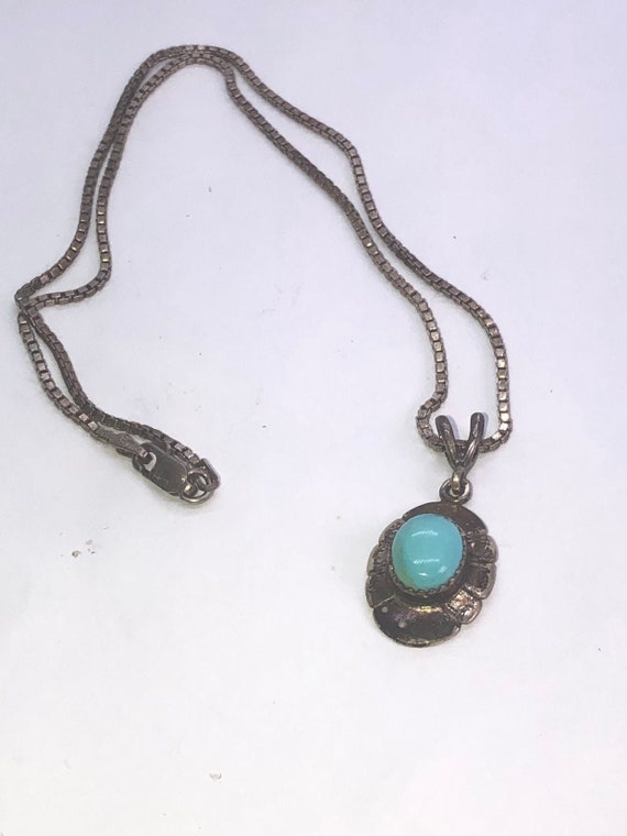 Vintage Native American Indian turquoise sterling… - image 1