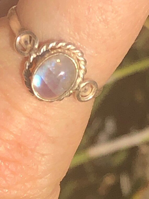 Sterling silver rainbow moonstone gemstone ring size 9.25 View 2