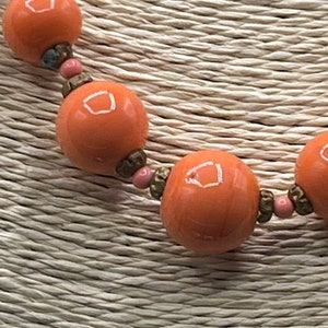 Antique coral colored lampwork glass beaded necklace Czechoslovakian beautiful beads image 2