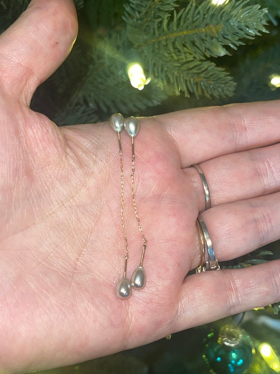 Antique Original Threader Earrings Solid 14kt Yel… - image 8