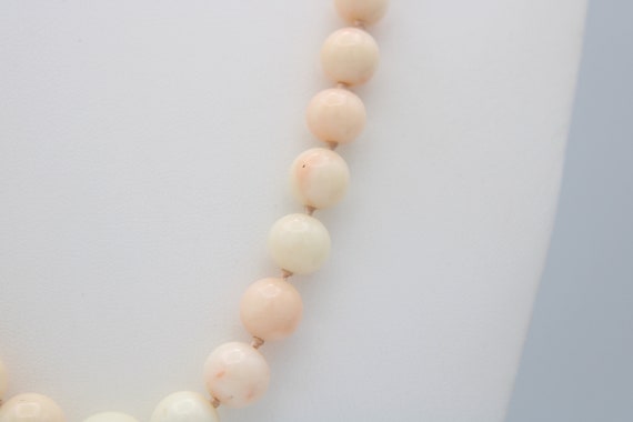 Antique Angel skin Coral Beaded Necklace White w … - image 6