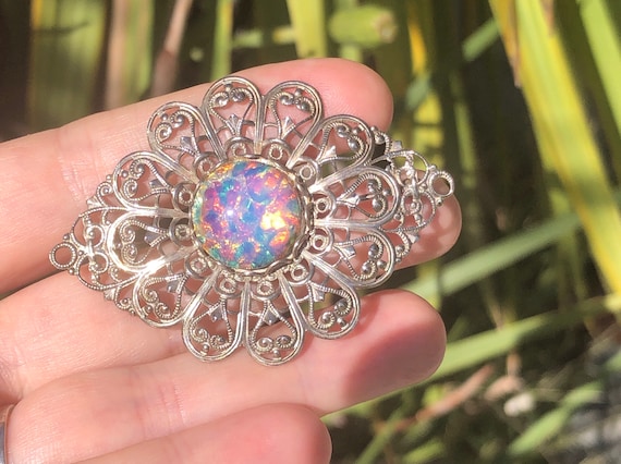 希少Miriam　haskellビンテージブレス Vintage Miriam Haskell Dragons Breath Glass Silvertone Designer