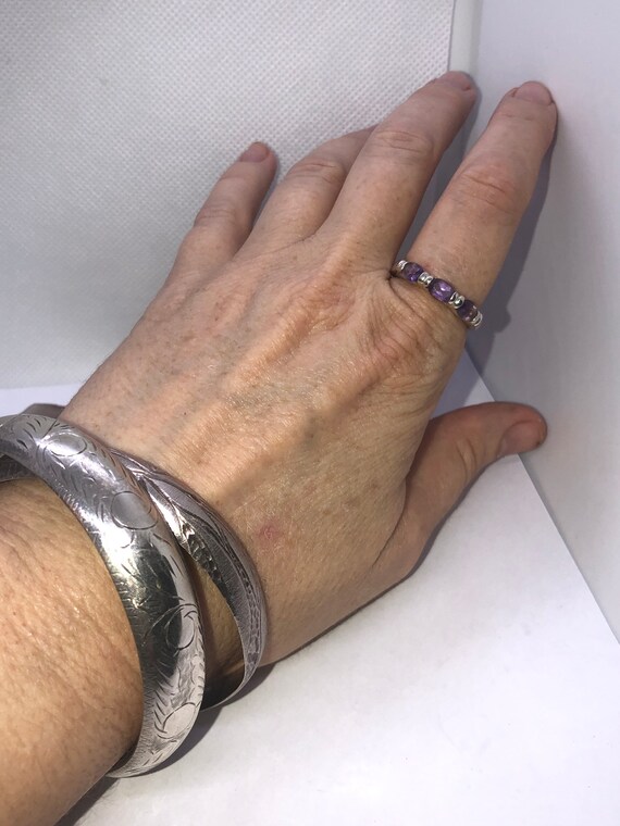 Amethyst sterling silver stackable ring 925 size … - image 4