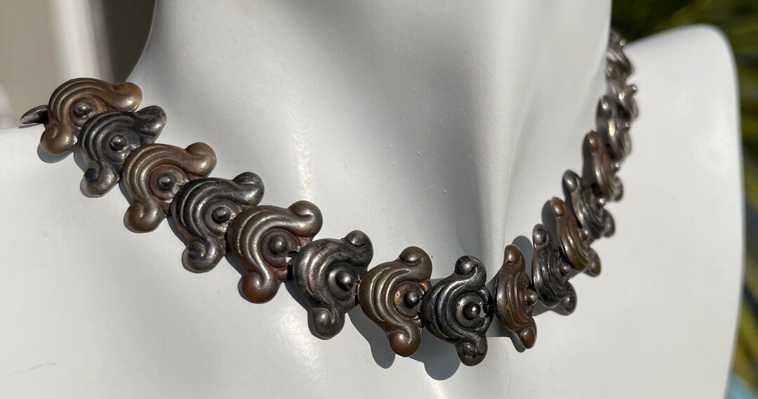 Vintage Taxco Mexico Choker Necklace M Ocampo Sterling Silver 925