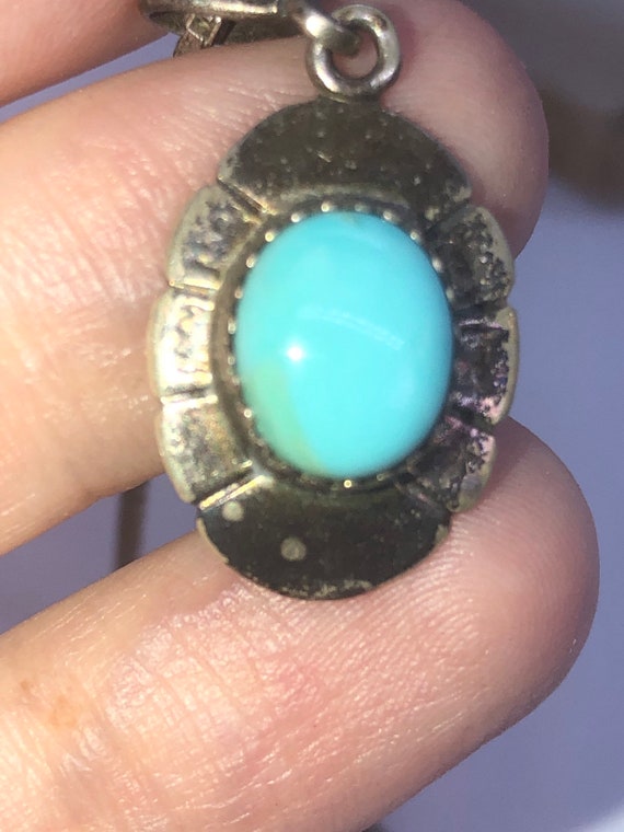 Vintage Native American Indian turquoise sterling… - image 2