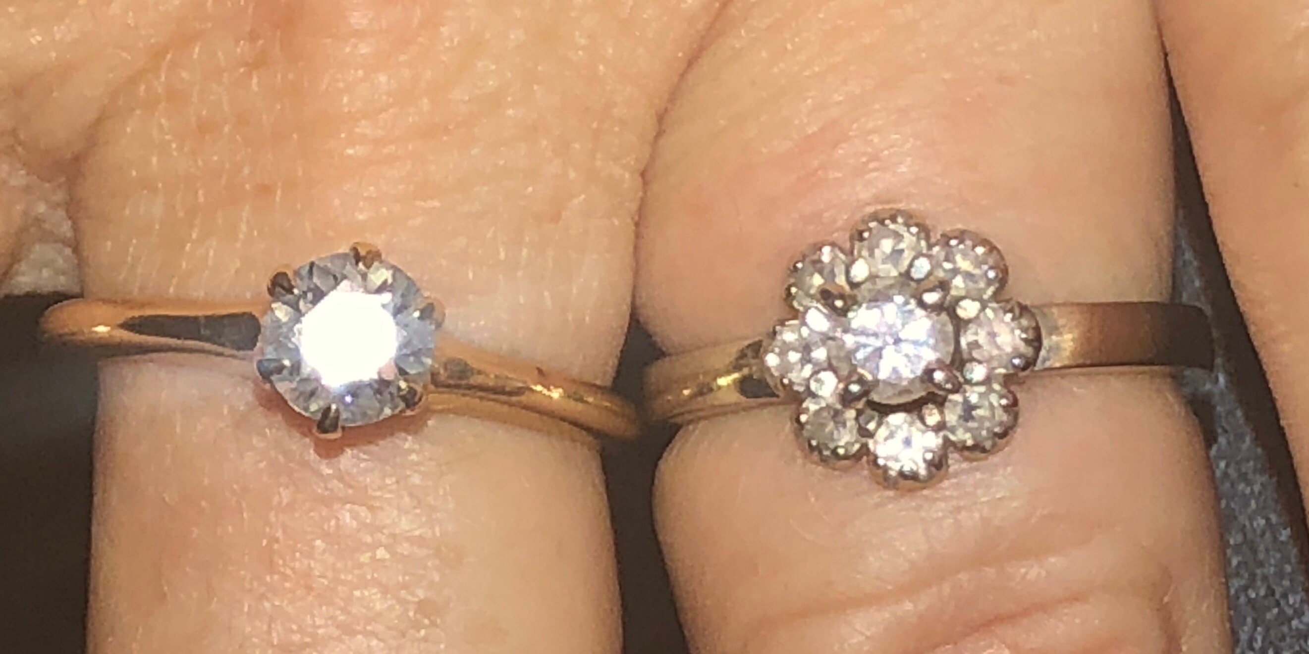 美しいヴィンテージ 14kt ホワイト ゴールド ダイヤモンド リング 約