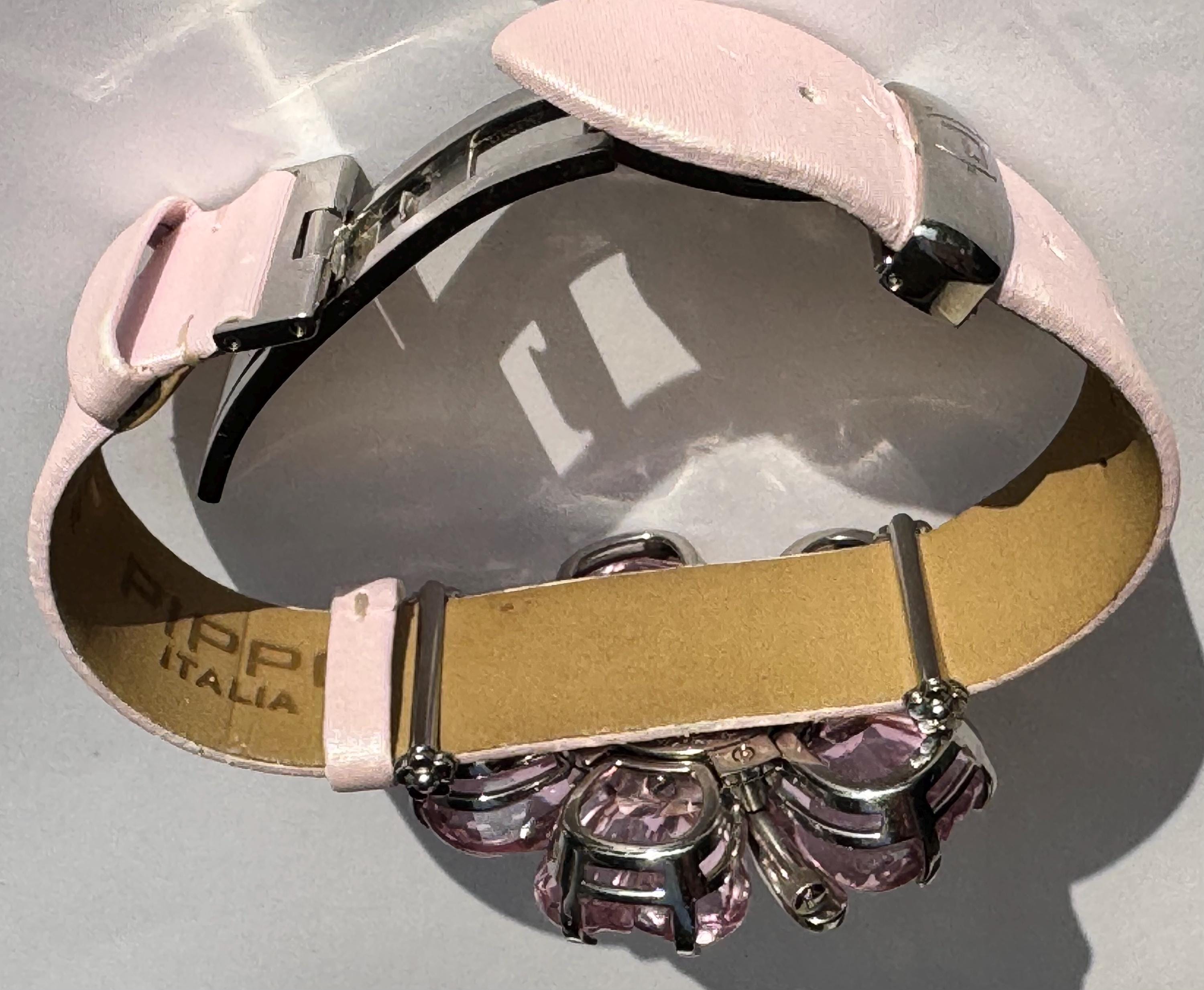 Pippo Perez Diamond watch pink leather women’s Peugeot Women Watch Crystal Studded Hex Shape Pink Dial and  main image 2