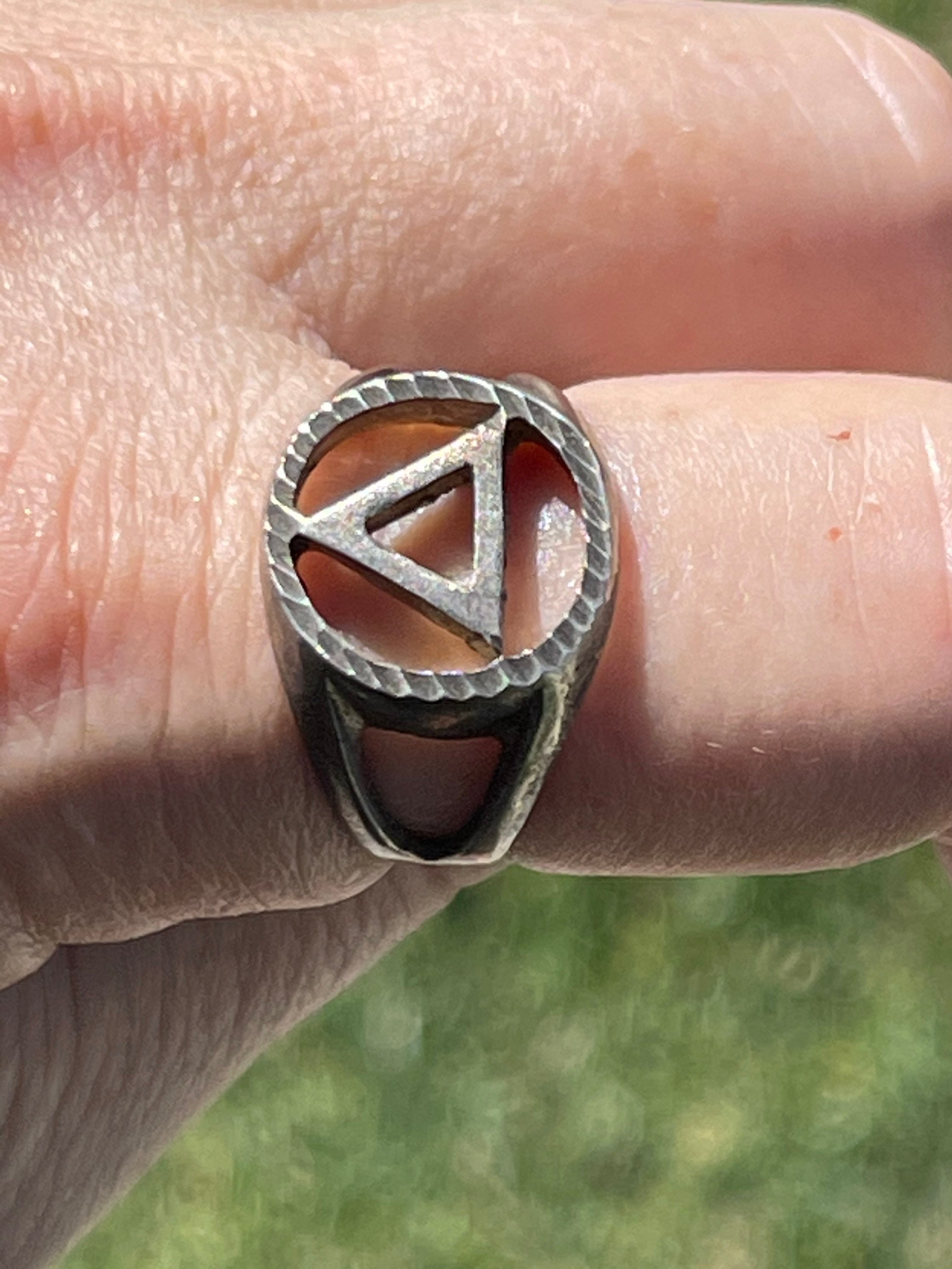 Vintage Sterling Silver 925 AA Symbol Ring Alcoholics Anonymous