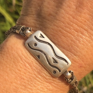 Bracciale modernista astratto in argento sterling Boma vintage 925 spedizione gratuita!!