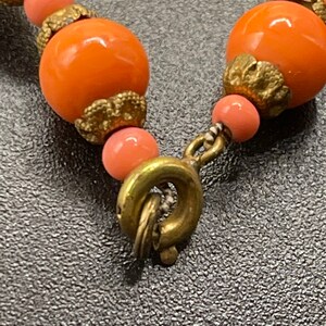 Antique coral colored lampwork glass beaded necklace Czechoslovakian beautiful beads image 3