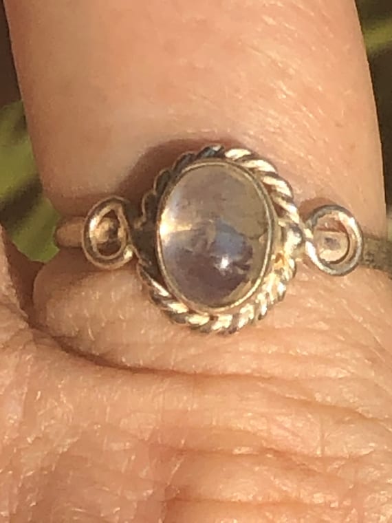Sterling silver rainbow moonstone gemstone ring size 9.25 View 3