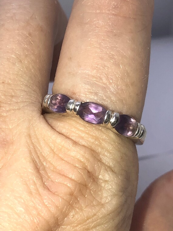 Amethyst sterling silver stackable ring 925 size … - image 7