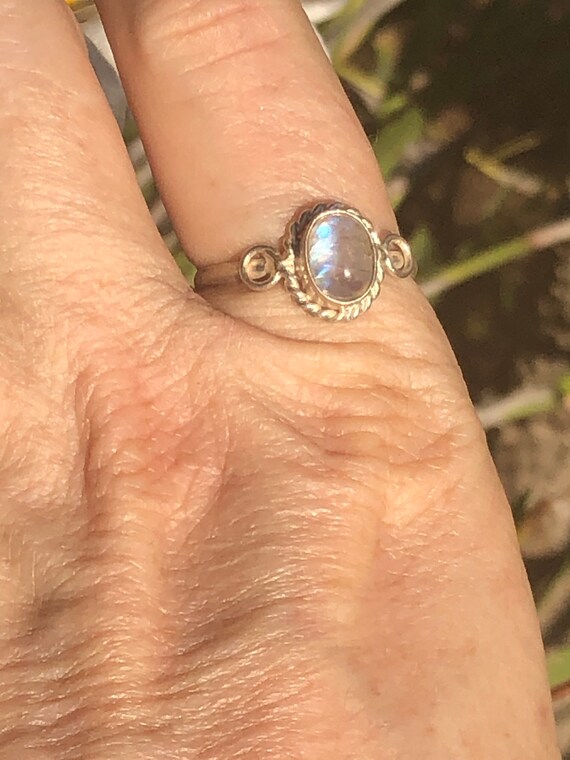 Sterling silver rainbow moonstone gemstone ring size 9.25 View 4