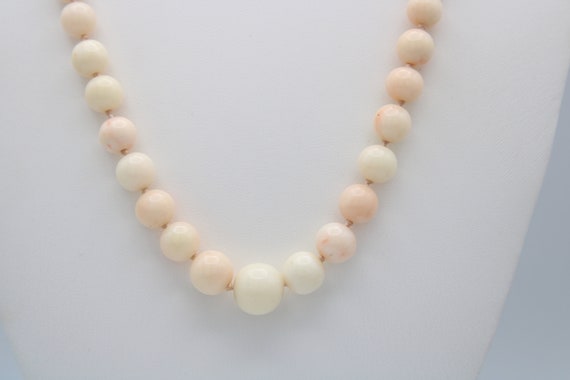 Antique Angel skin Coral Beaded Necklace White w … - image 2