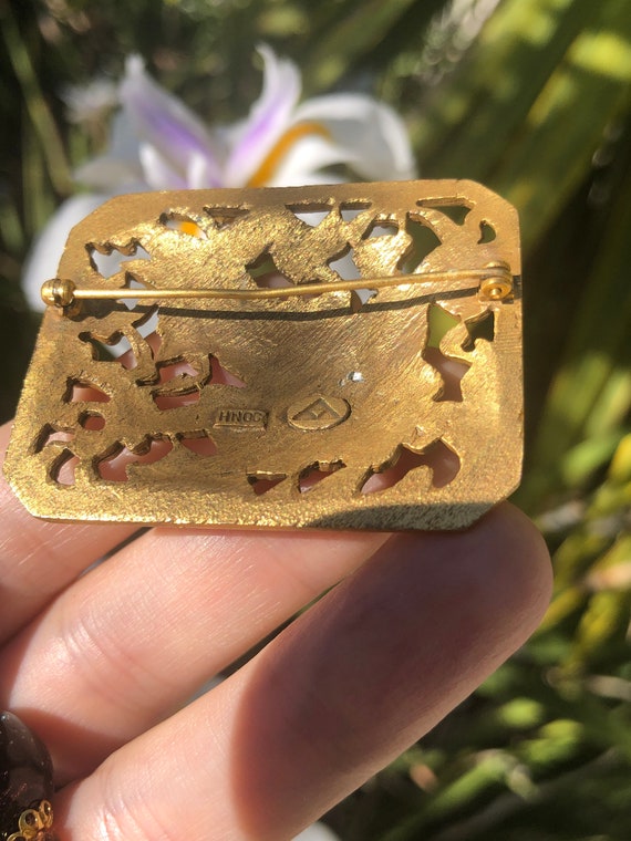 Vintage Gold-tone Cherub Brooch HNOC Historic New… - image 5