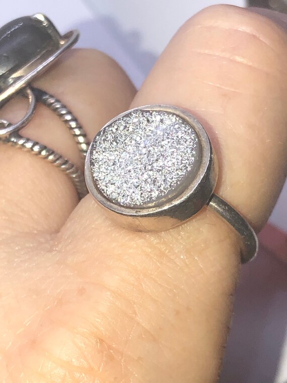 Bague Ancienne En Argent Massif 925 Sertie De Zirconiums - Taille 53 - Occasion Bon état