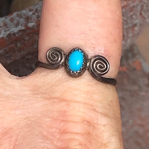 Vintage sterling silver turquoise gemstone Southwestern Ring size 8.25