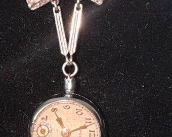 Antieke Namdor Swiss Made Bubble Crystal hanger horloge broche dubbele kristallen tentoonstelling horloge met 7 juwelen revershorloge begin jaren 1900