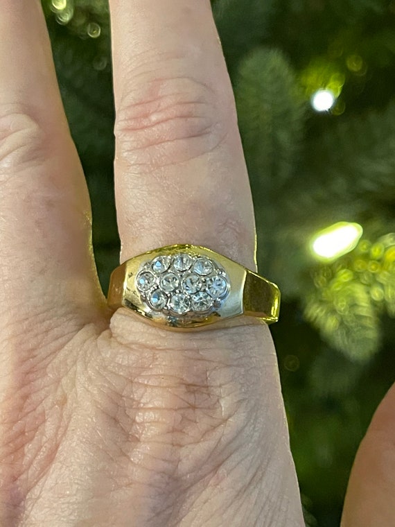 Vintage 18 KHGE Yellow Gold Mens Ring Cluster Diamonds czs Ring Size 11.75 Mid Century Modern Look Beautiful Ring Etsy