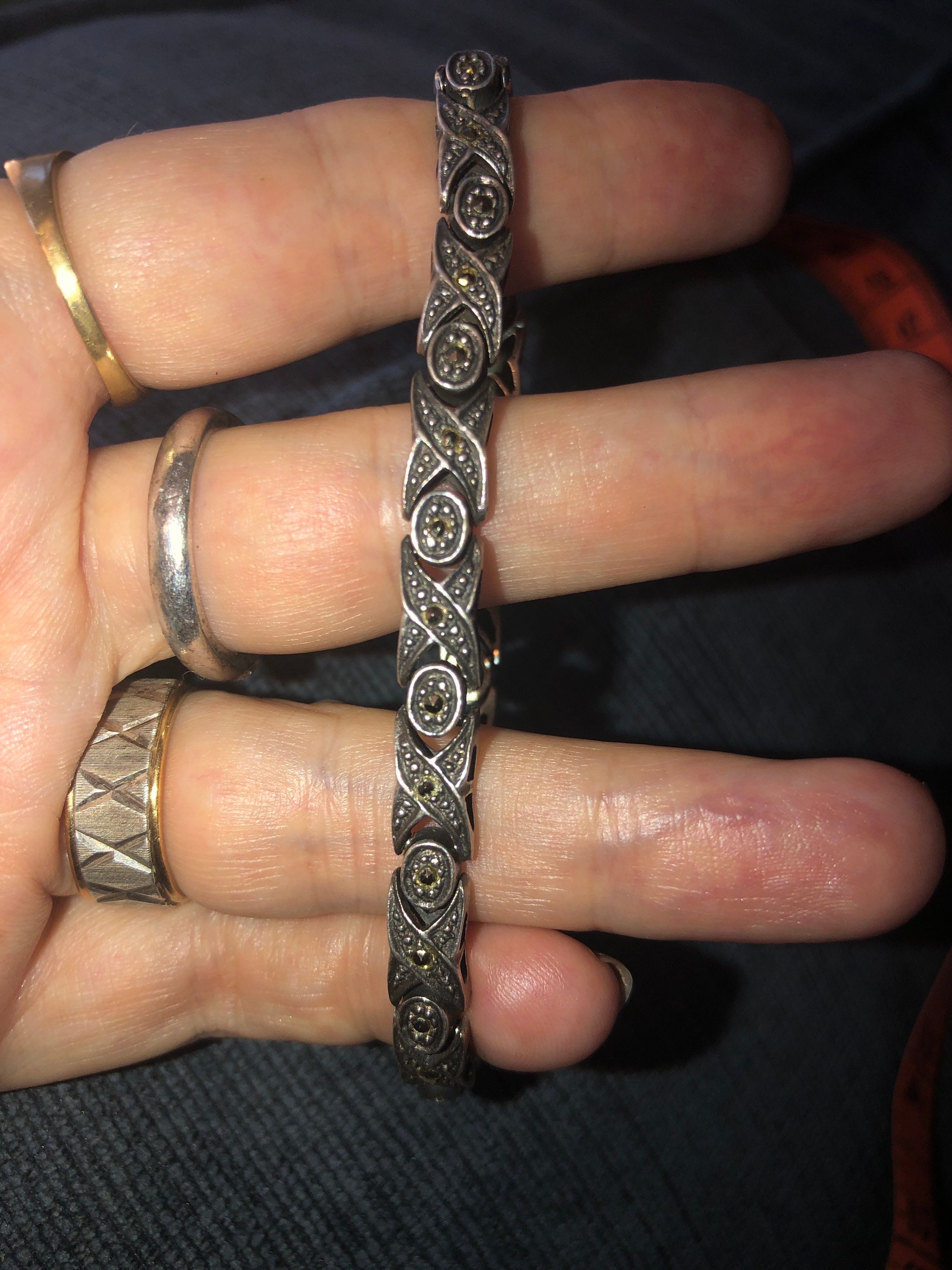 Vintage Antique Sterling Silver Marcasite Link Bracelet 925 Vintage Antique Sterling Silver Marcasite Link Bracelet 925